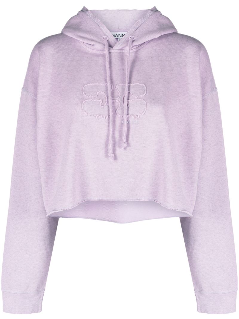 Purple Isoli Organic Cotton Cropped Hoodie