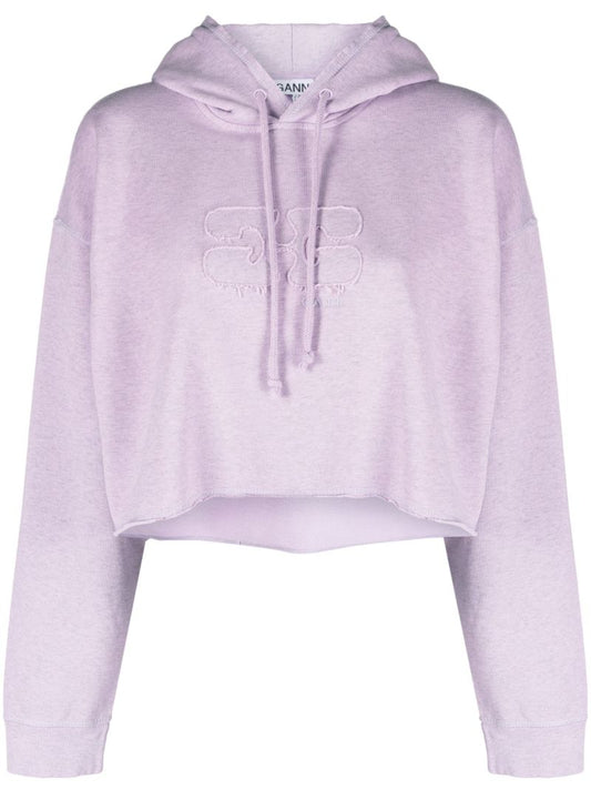 Purple Isoli Organic Cotton Cropped Hoodie
