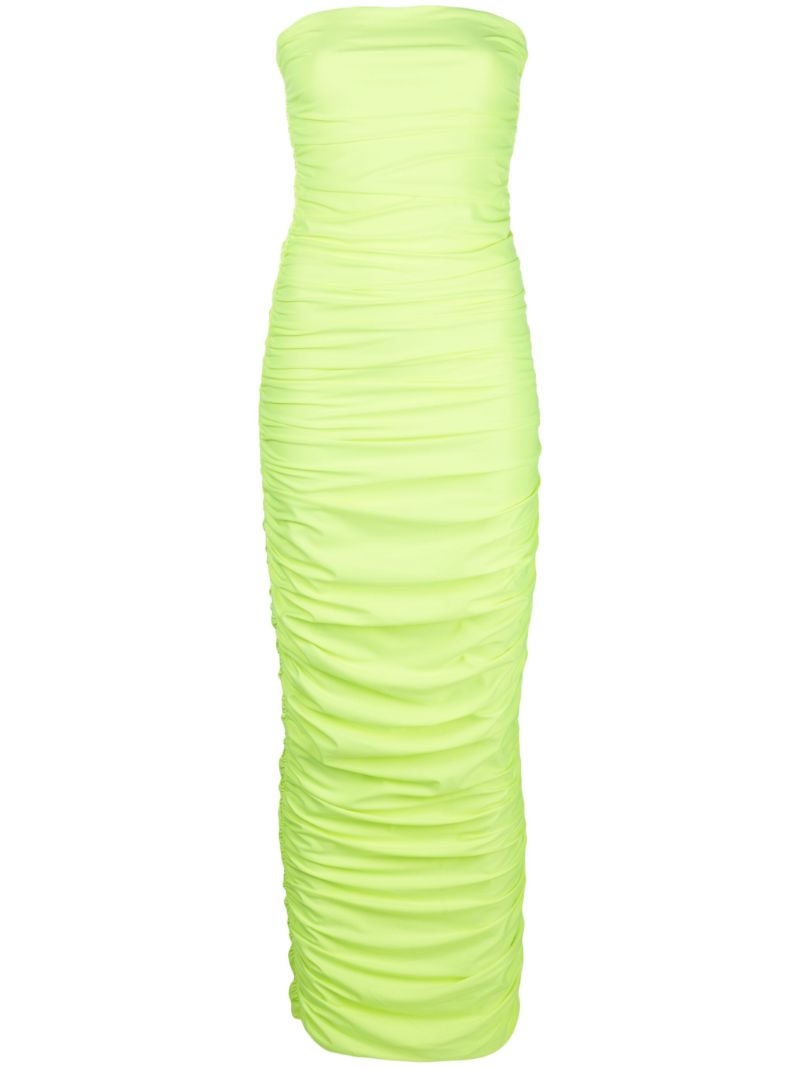 Green Ruched Maxi Tube Dress