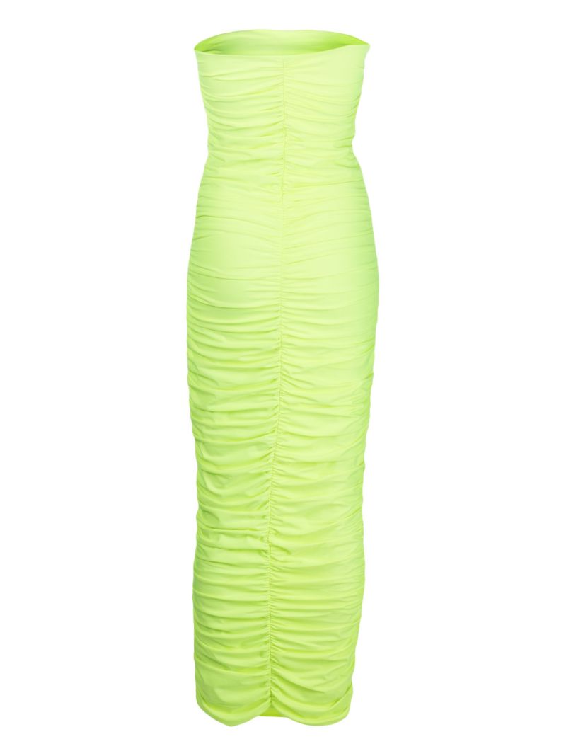 Green Ruched Maxi Tube Dress