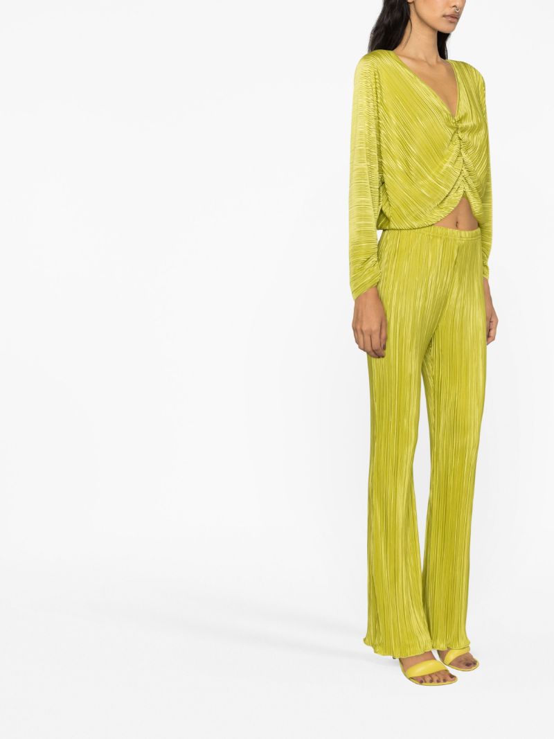 Yellow Ruched PlissÃ_x0083_Â© Blouse