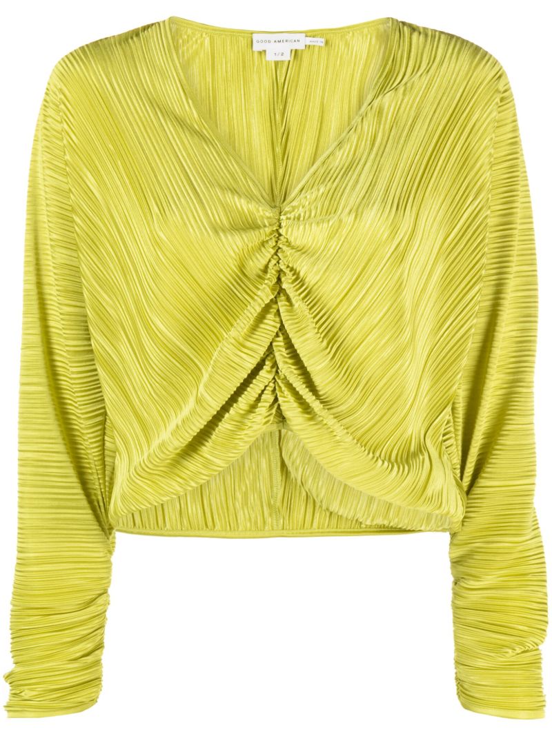 Yellow Ruched PlissÃ_x0083_Â© Blouse