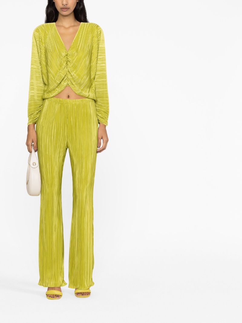 Yellow Ruched PlissÃ_x0083_Â© Blouse