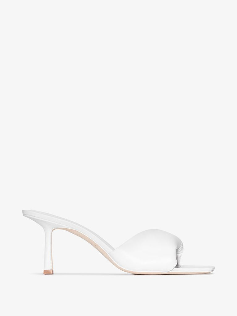 White Twisted Front 70 Leather Mules