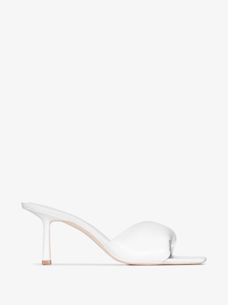 White Twisted Front 70 Leather Mules
