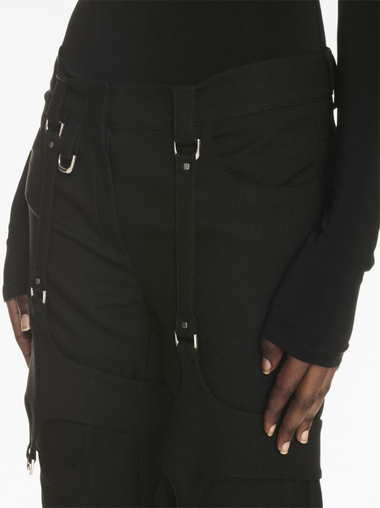 Black Buckl Detail Cargo Pants