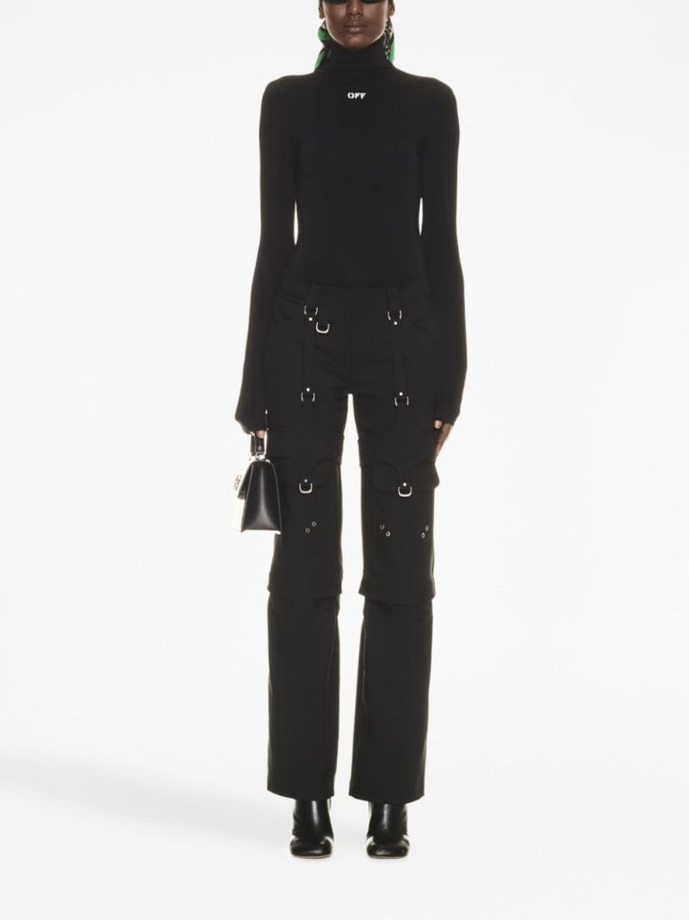 Black Buckl Detail Cargo Pants