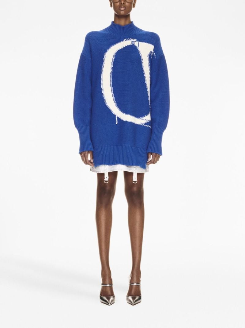 Blue Logo-intarsia Wool Sweater