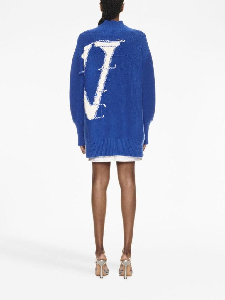 Blue Logo-intarsia Wool Sweater