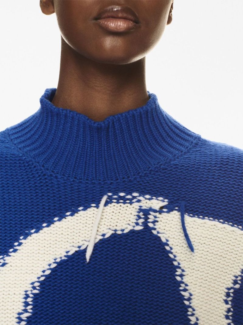 Blue Logo-intarsia Wool Sweater