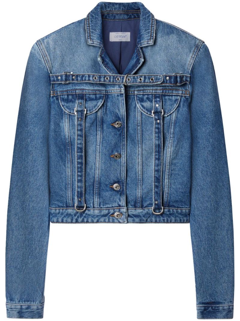Blue Belt-detail Denim Jacket
