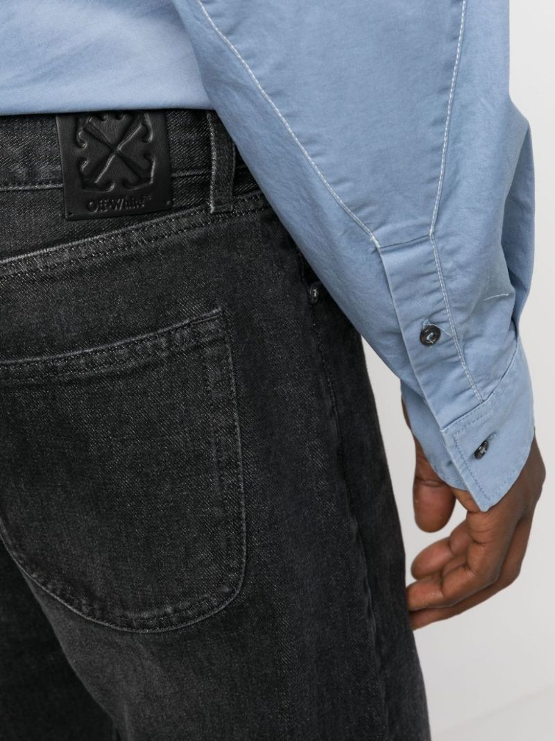 Grey Arr Tab Tapered-leg Jeans