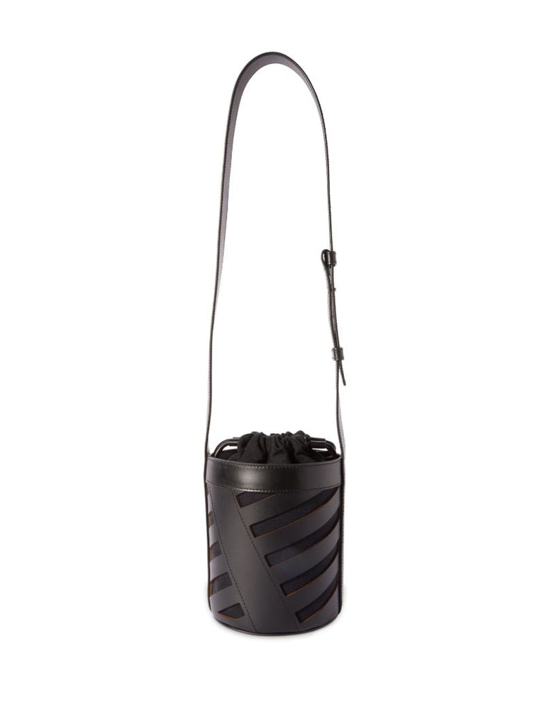 Black Diag Cut-out Leather Crossbody Bag