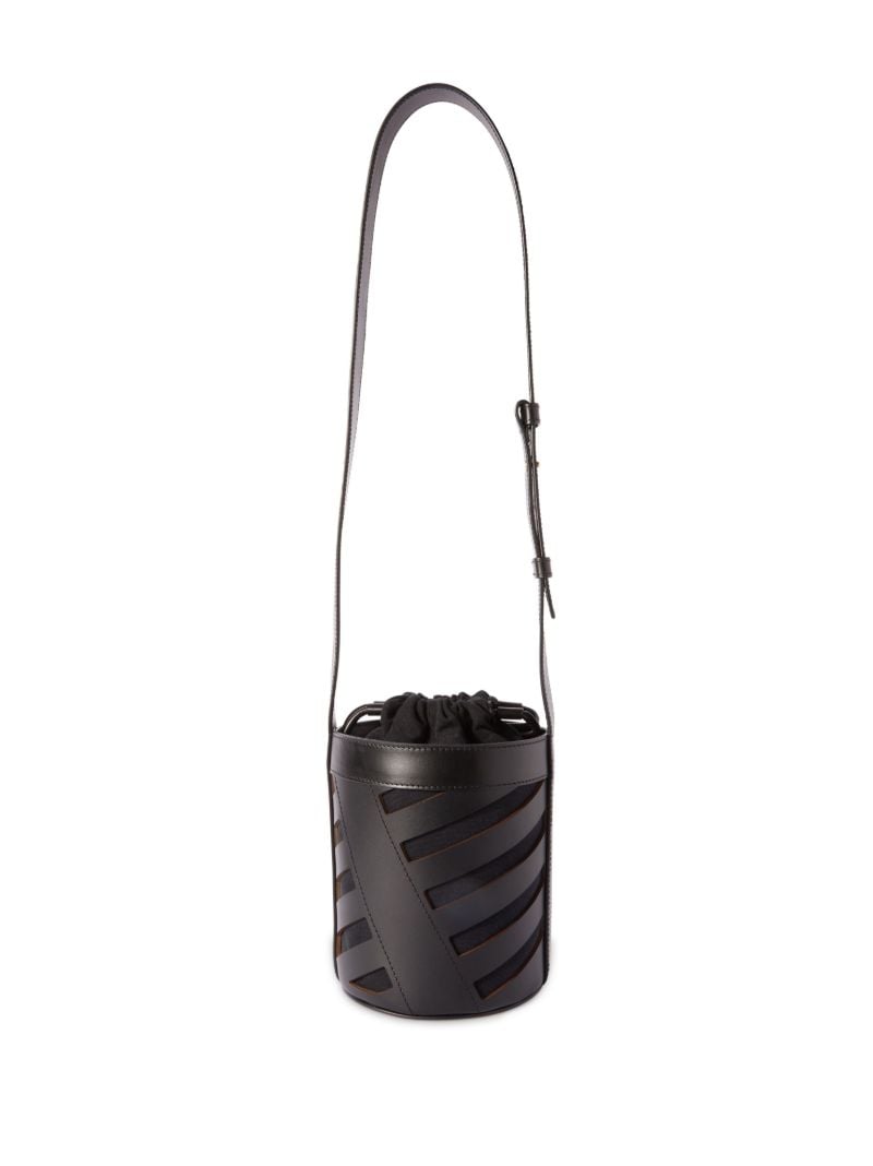 Black Diag Cut-out Leather Crossbody Bag