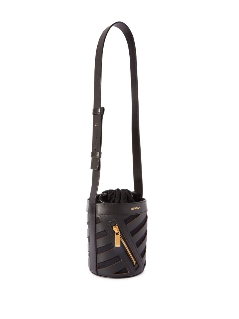 Black Diag Cut-out Leather Crossbody Bag