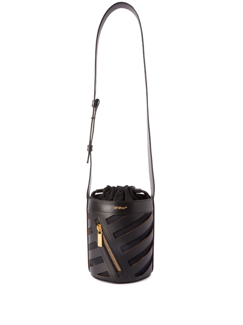 Black Diag Cut-out Leather Crossbody Bag
