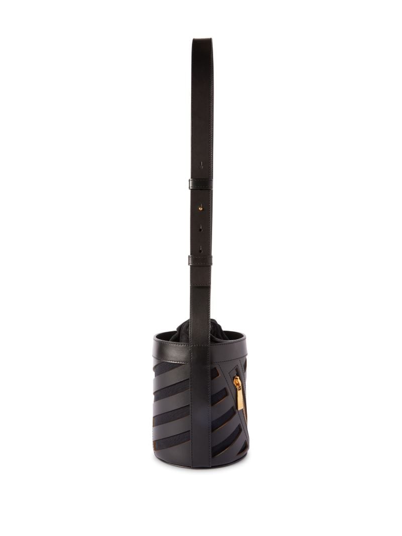 Black Diag Cut-out Leather Crossbody Bag