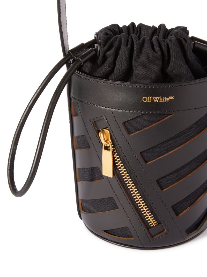 Black Diag Cut-out Leather Crossbody Bag