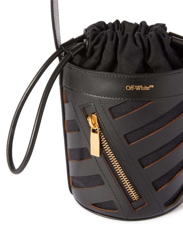 Black Diag Cut-out Leather Crossbody Bag