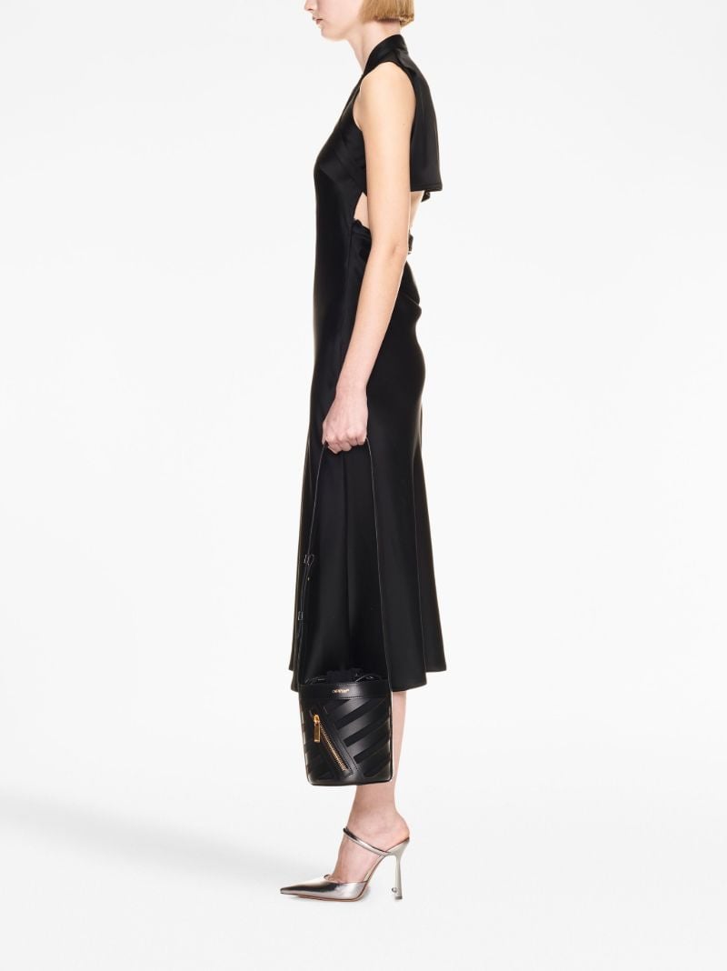 Black Diag Cut-out Leather Crossbody Bag