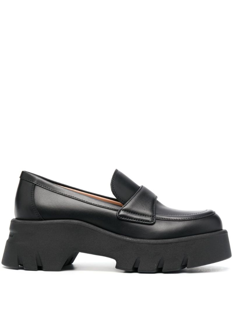 Black Chunky Leather Loafers