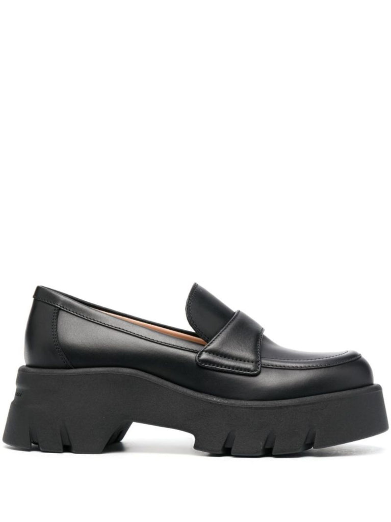 Black Chunky Leather Loafers