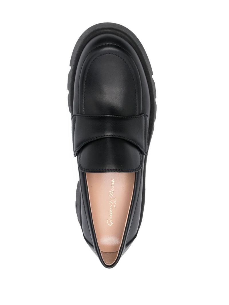 Black Chunky Leather Loafers
