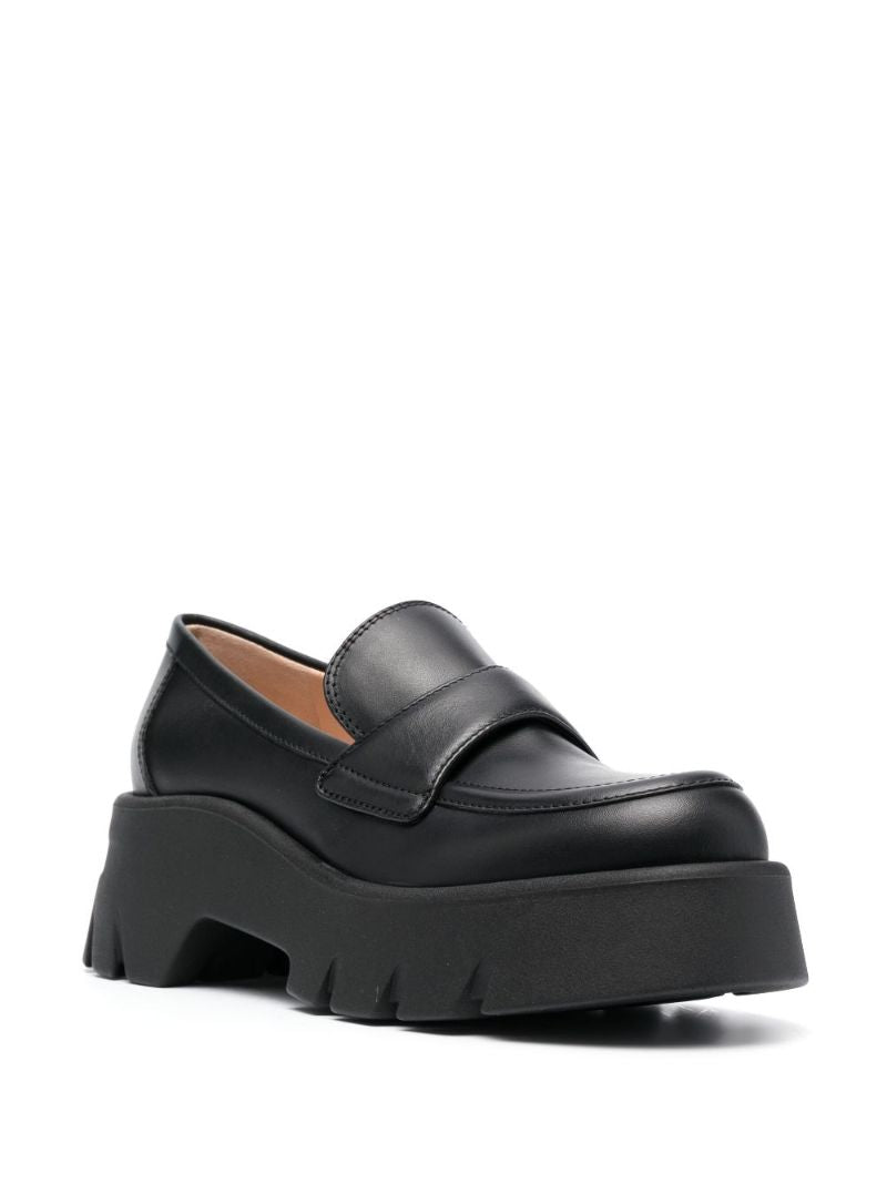 Black Chunky Leather Loafers