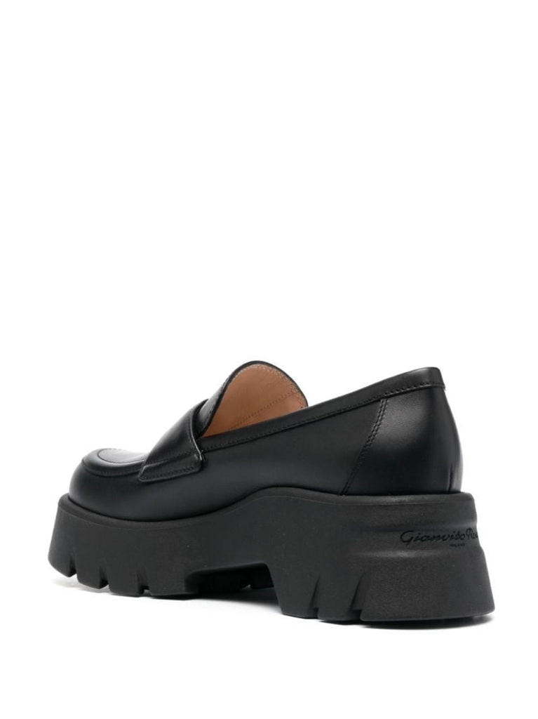 Black Chunky Leather Loafers