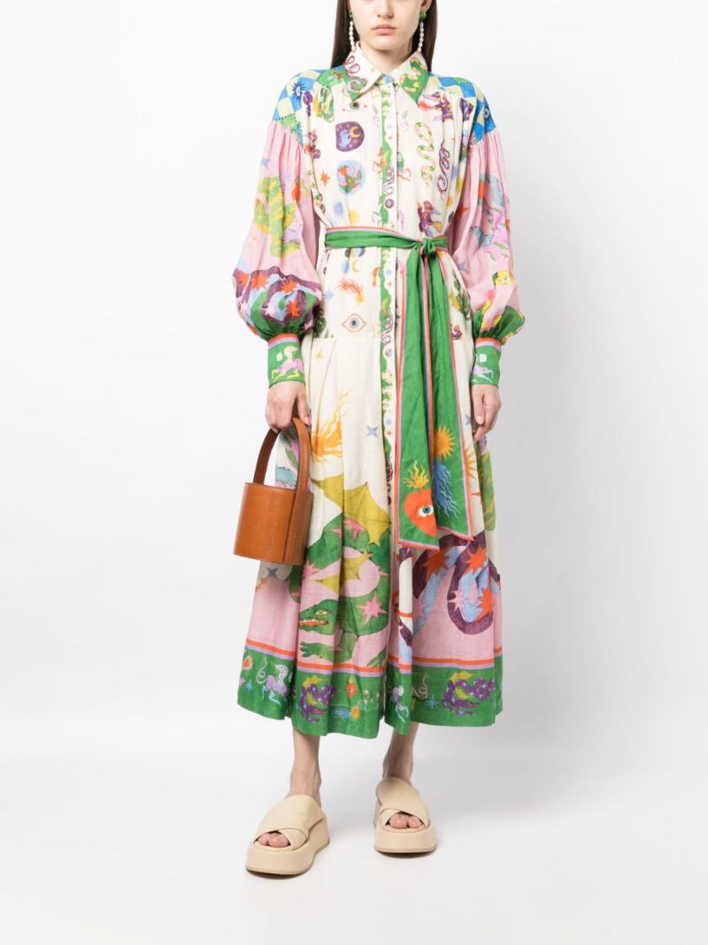 Neutral Seeker Printed Shirt Dress