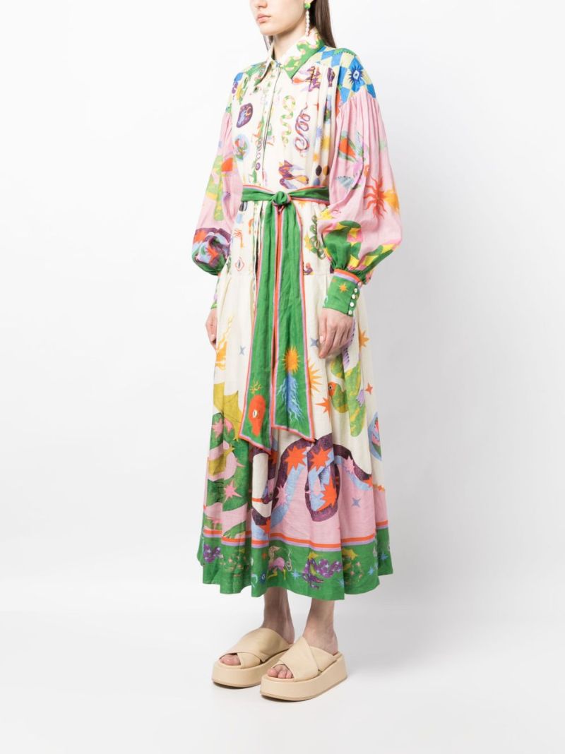 Neutral Seeker Printed Shirt Dress