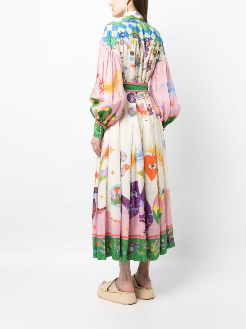 Neutral Seeker Printed Shirt Dress
