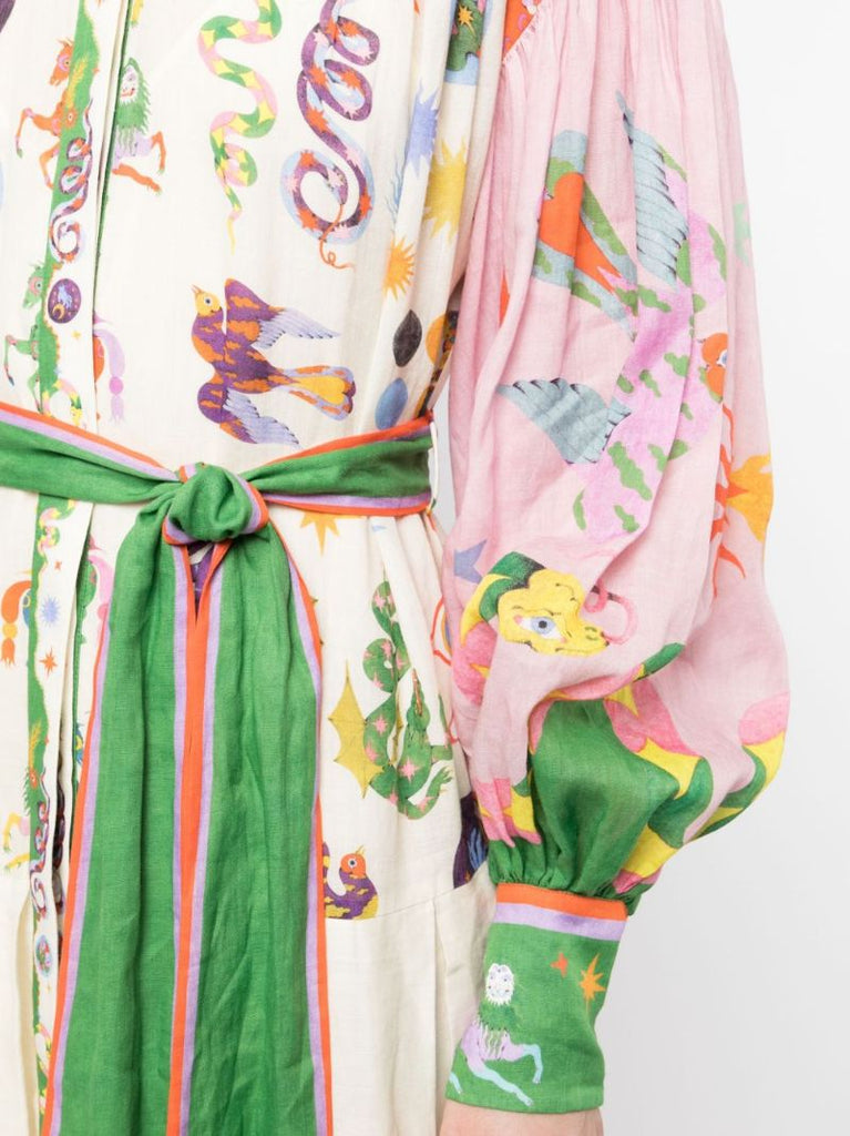 Neutral Seeker Printed Shirt Dress