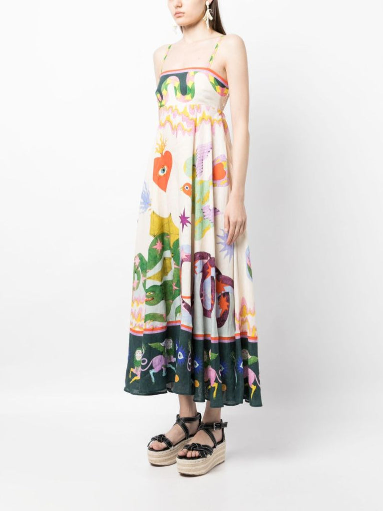 Neutral Seeker Linen Midi Dress