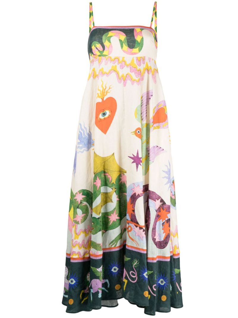 Neutral Seeker Linen Midi Dress