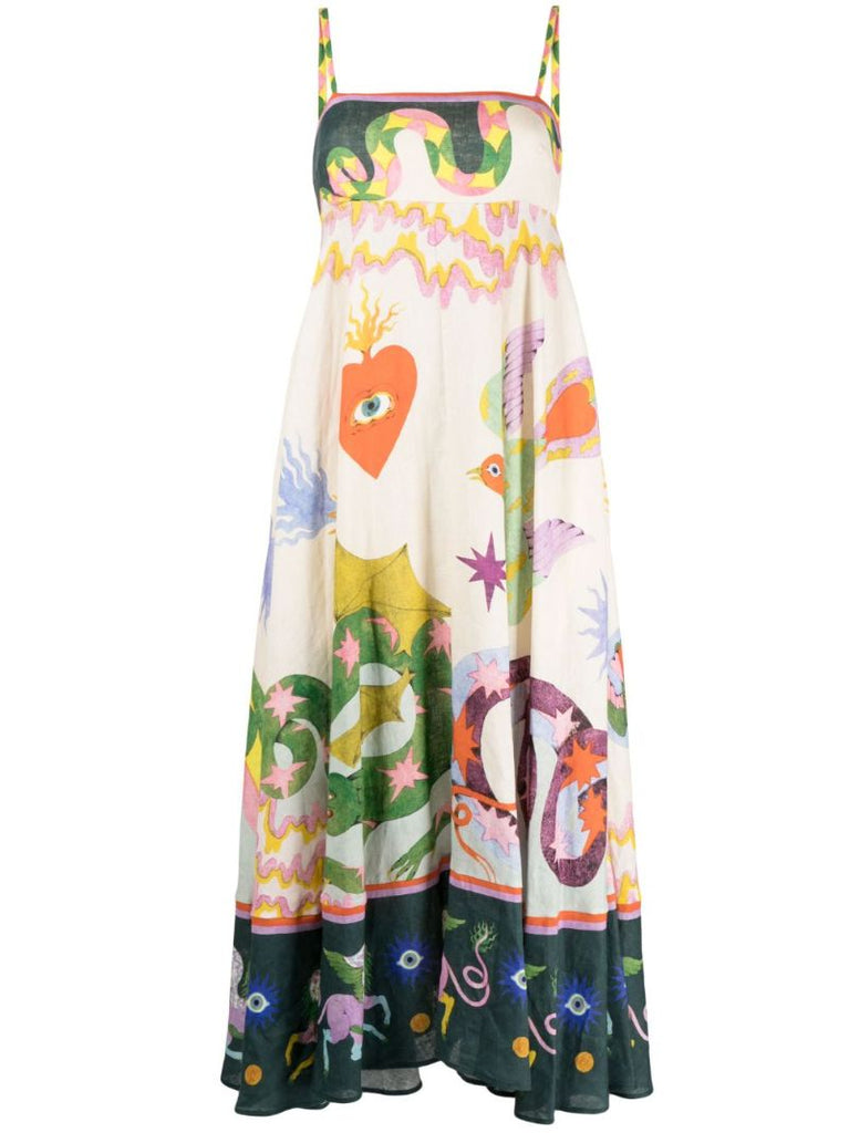 Neutral Seeker Linen Midi Dress