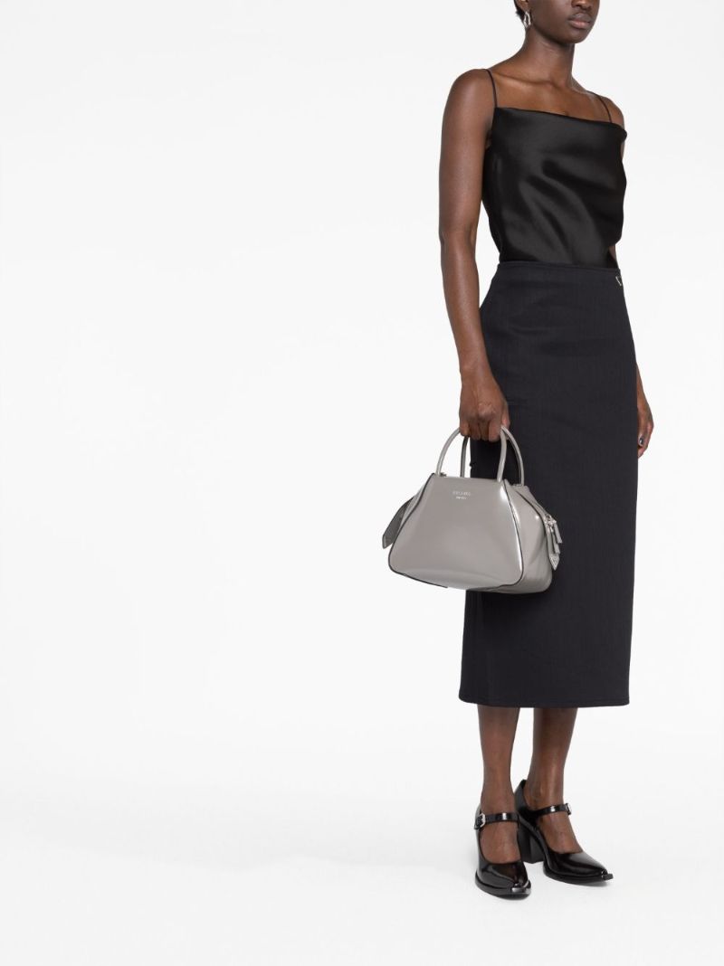 Grey Leather Supernova Tote Bag
