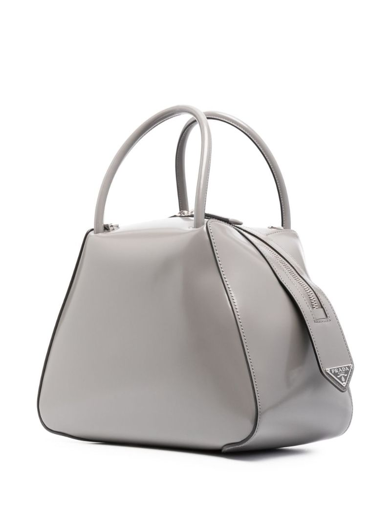 Grey Leather Supernova Tote Bag
