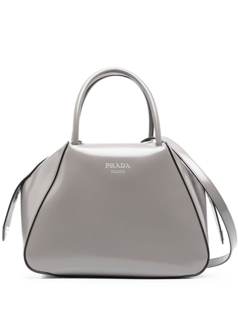 Grey Leather Supernova Tote Bag