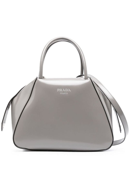 Grey Leather Supernova Tote Bag