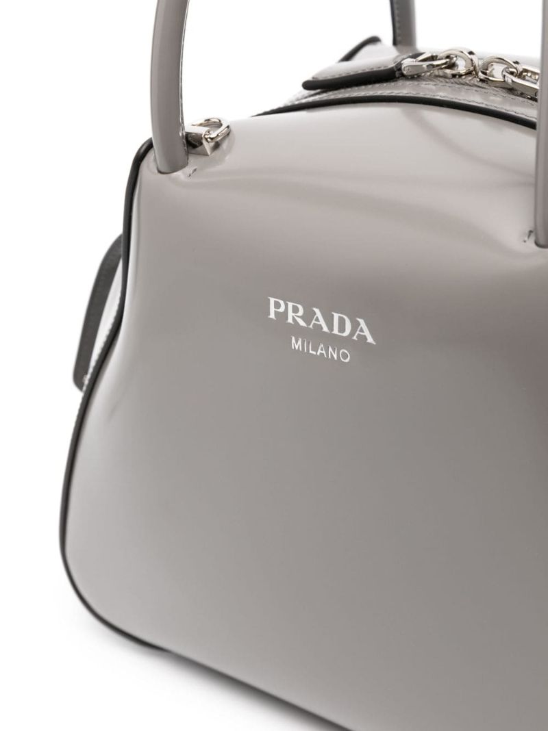 Grey Leather Supernova Tote Bag