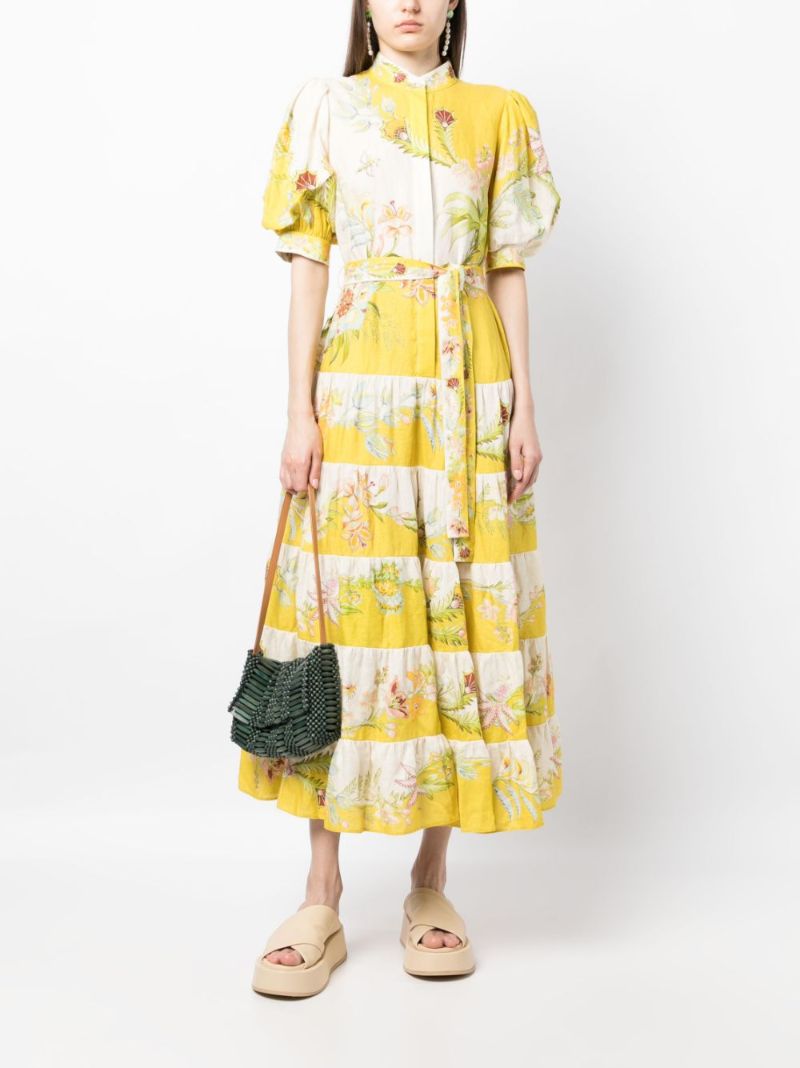 Yellow Ira Tiered Dress