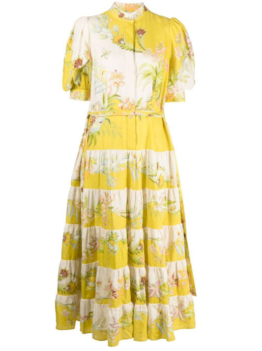 Yellow Ira Tiered Dress