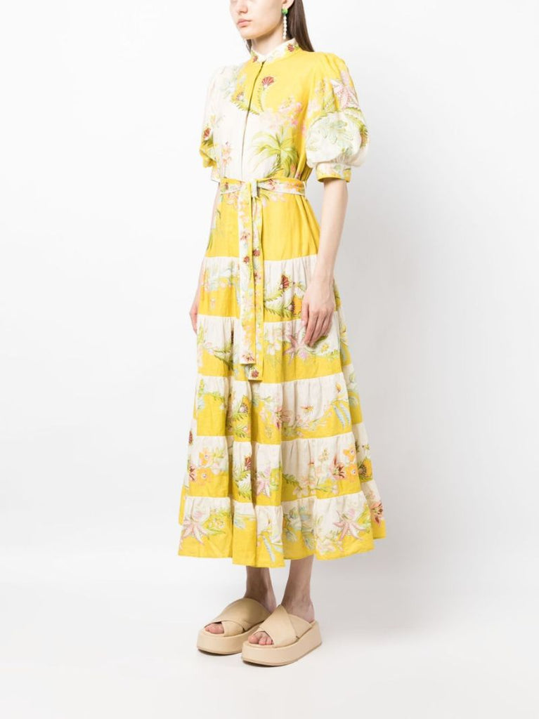 Yellow Ira Tiered Dress