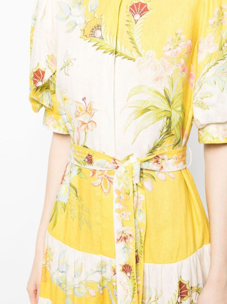 Yellow Ira Tiered Dress
