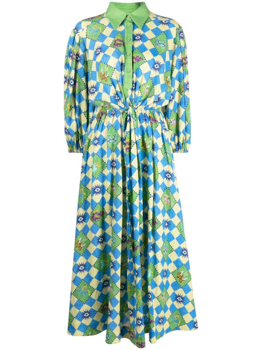 Green Lou Linen Shirt Dress