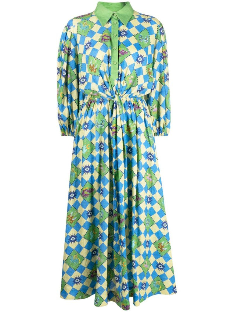 Green Lou Linen Shirt Dress