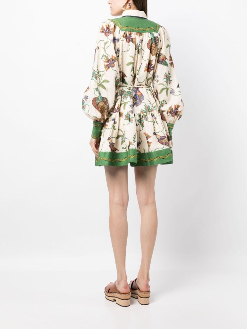 Green Birdie Linen Mini Dress