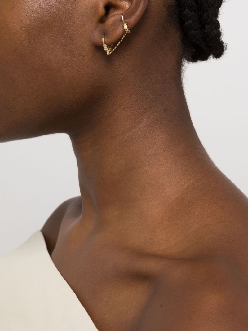 14k Yellow Gold Handcuff Single Hoop Earring