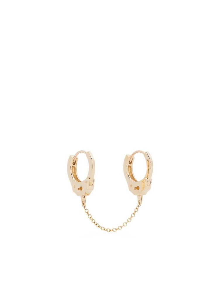 14k Yellow Gold Handcuff Single Hoop Earring